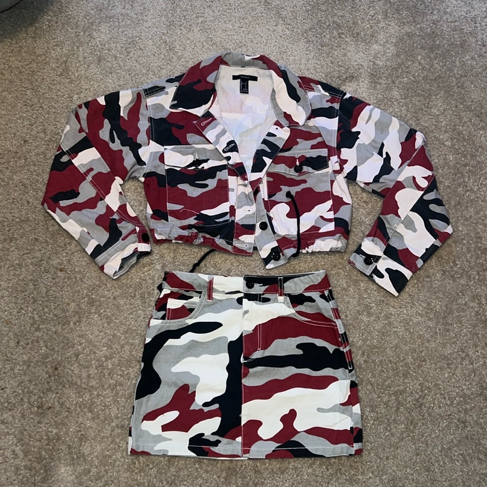Red Camo 2 piece skirt outfit